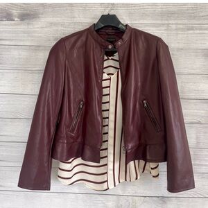 ANN TAYLOR FAUX LEATHER MOTO JACKET FREE COORDINATING MAURICES TOP